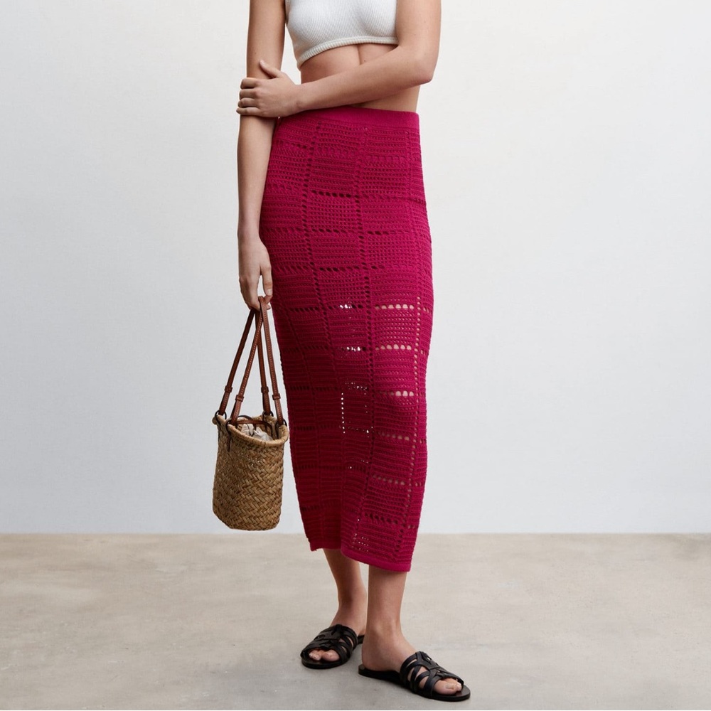 Mango Crochet Midi Skirt